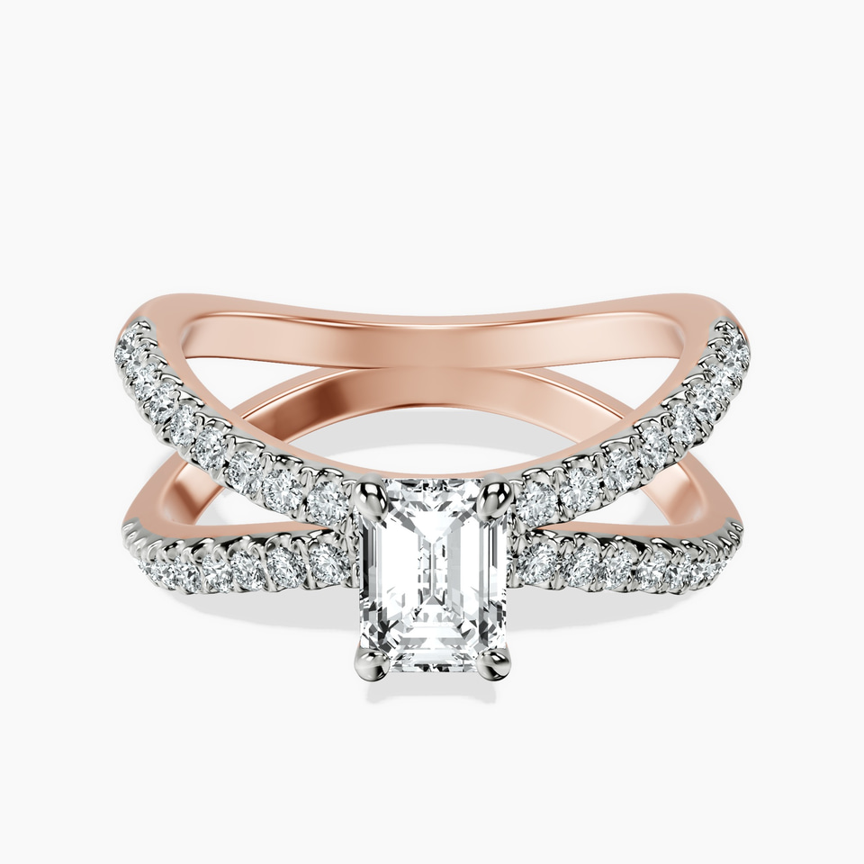 10kt Rose Gold Dakota Criss Cross Lab Diamond Ring front image