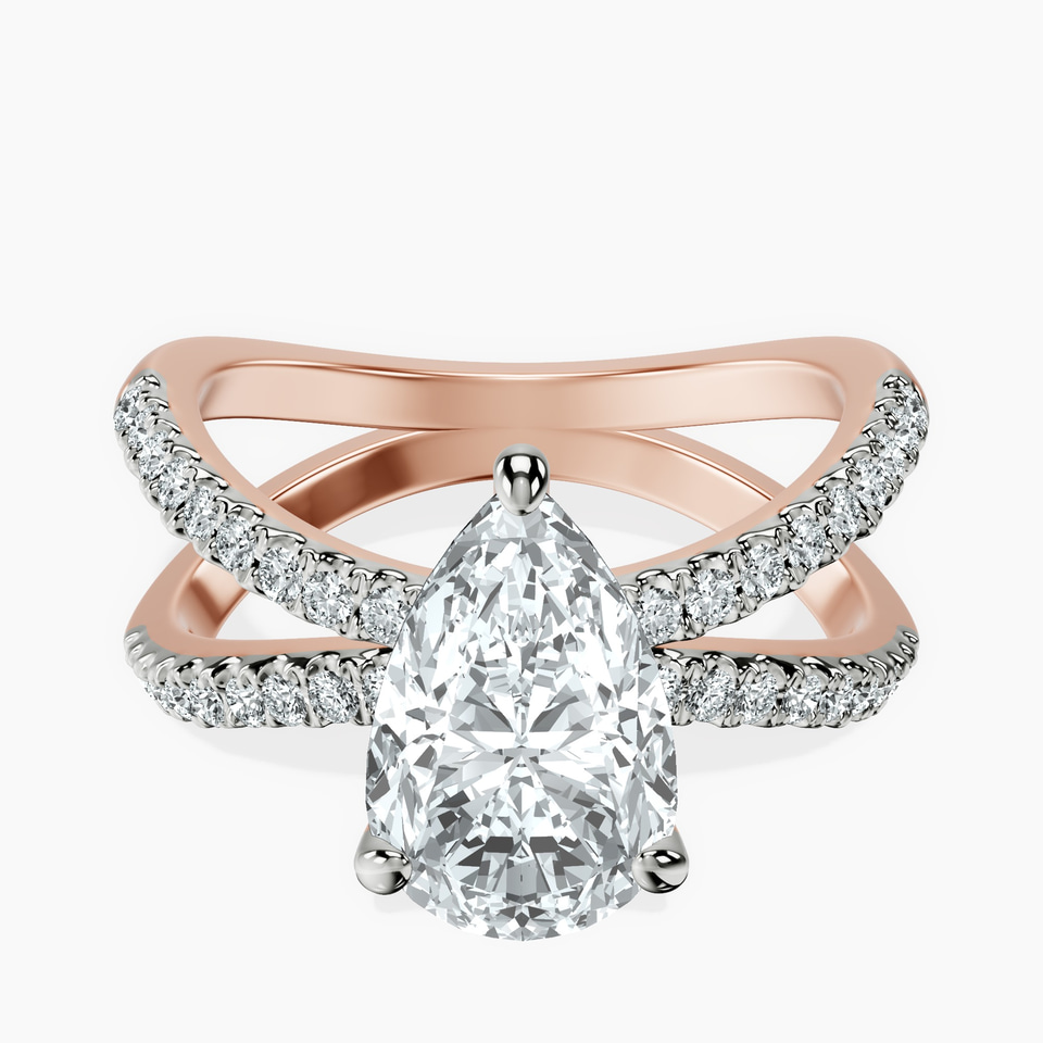 9ct Rose Gold Dakota Criss Cross Lab Diamond Ring front image
