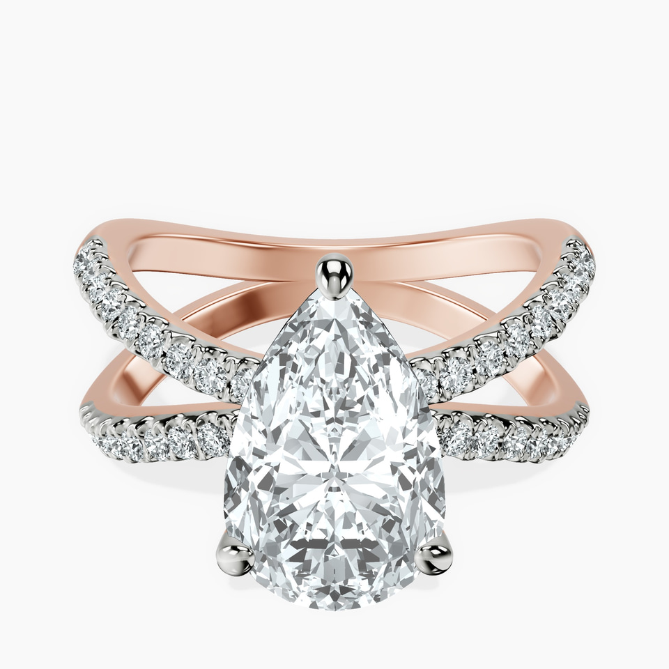 14kt Rose Gold Dakota Criss Cross Lab Diamond Ring front image