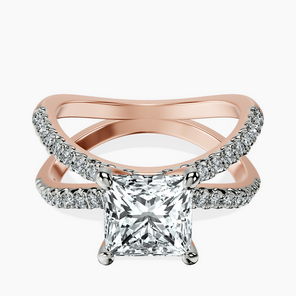 9ct Rose Gold Dakota Criss Cross Lab Diamond Ring front image
