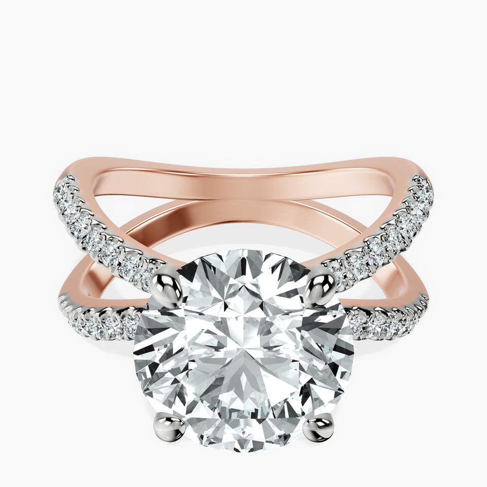 10kt Rose Gold Dakota Criss Cross Lab Diamond Ring front image