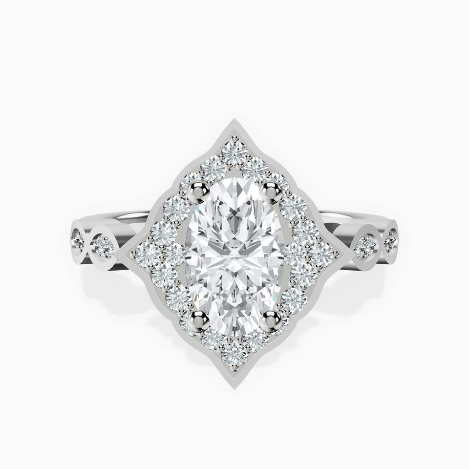 9ct White Gold Melody Vintage Halo Lab Diamond Ring front image