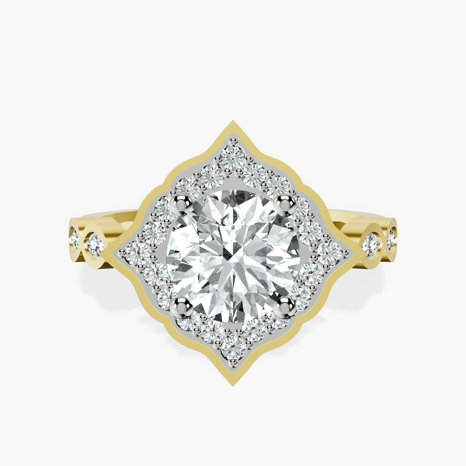 9ct Yellow Gold Melody Vintage Halo Lab Diamond Ring front image