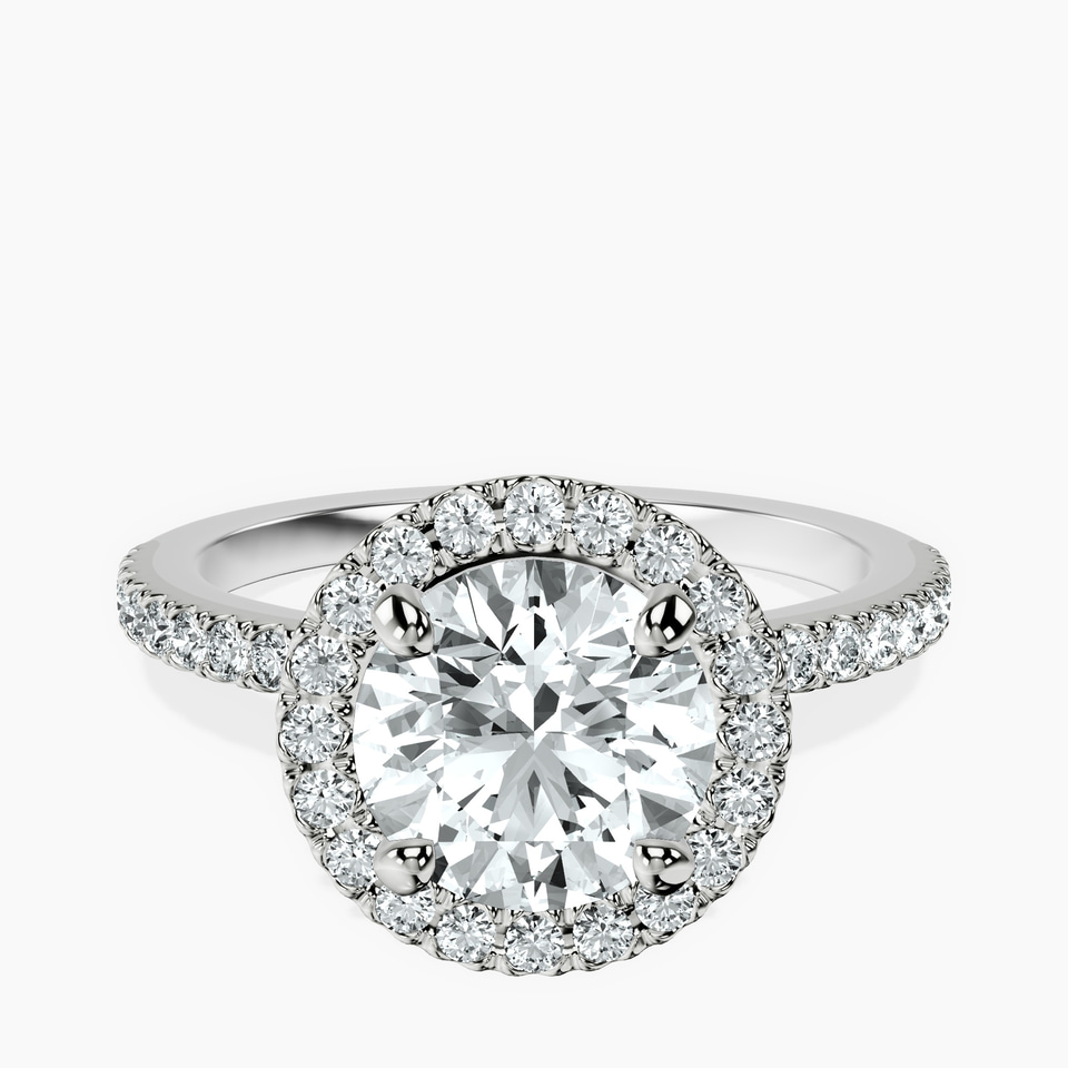 Platinum Elle classic halo Lab Diamond ring front image