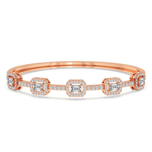 Emerald Embrace Lab Diamond Openable Bangle Bracelet front view