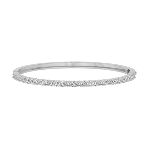 Round Embrace Lab Diamond Openable Bangle Bracelet front view