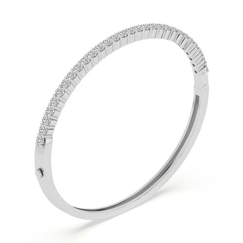 Round Embrace Lab Diamond Openable Bangle Bracelet left view
