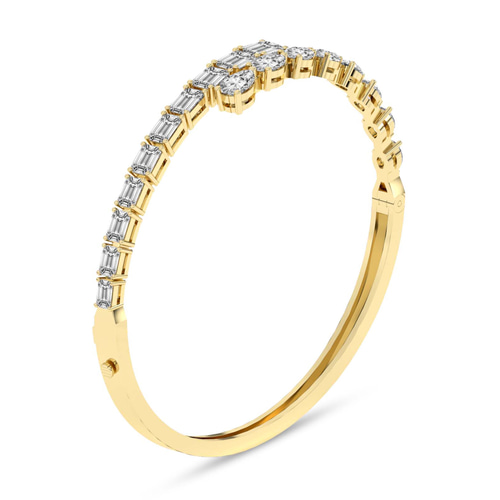 Emerald Pear Symphony Lab Diamond Openable Bangle Bracelet left view