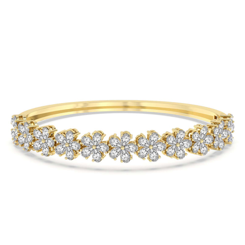 Pear Petal Lab Diamond Openable Bangle Bracelet front view