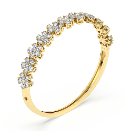 Pear Petal Lab Diamond Openable Bangle Bracelet left view