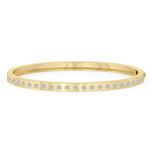 Round Glow Classic Lab Diamond Openable Bangle Bracelet front view
