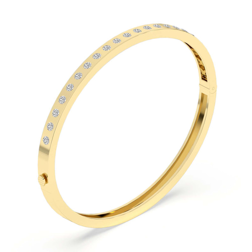 Round Glow Classic Lab Diamond Openable Bangle Bracelet left view