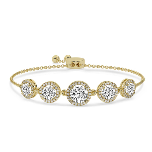 Lyna Five Stone Round Halo Fashion Bracelet front view