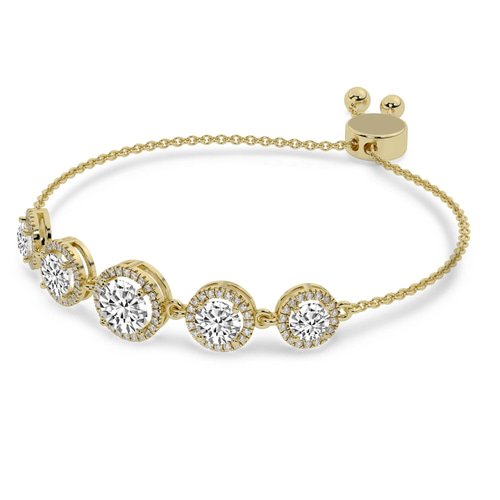 Lyna Five Stone Round Halo Fashion Bracelet left view