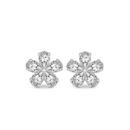 Daisy Flower Fashion Lab Diamond Stud Earrings front view