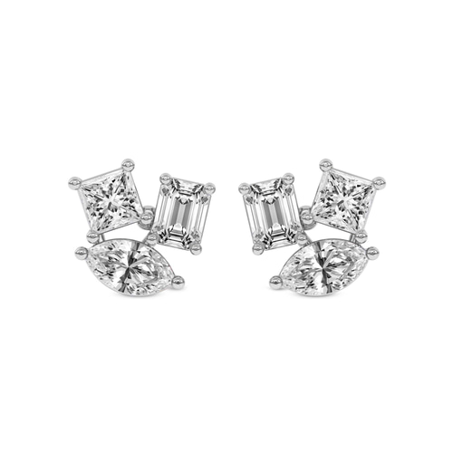 Trillium Flower Fashion Lab Diamond Stud Earrings front view