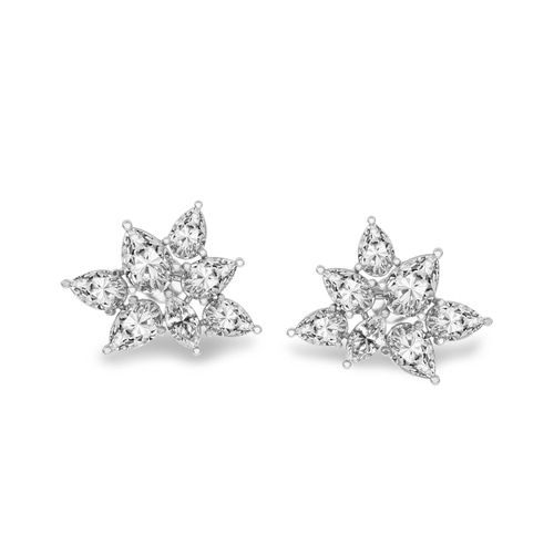 Cosmos Flower Fashion Lab Diamond Stud Earrings front view