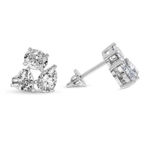 Nebula Flower Fashion Lab Diamond Stud Earrings left view