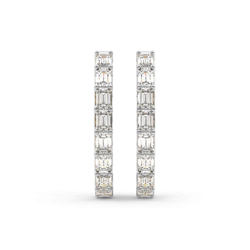 Ashlyn Emerald Lab Diamond Hoop Earrings left view