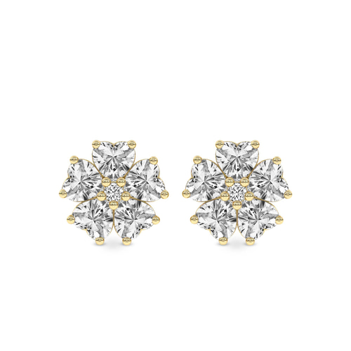 Thalia Bloom Fashion Flower Lab Diamond Stud Earrings front view