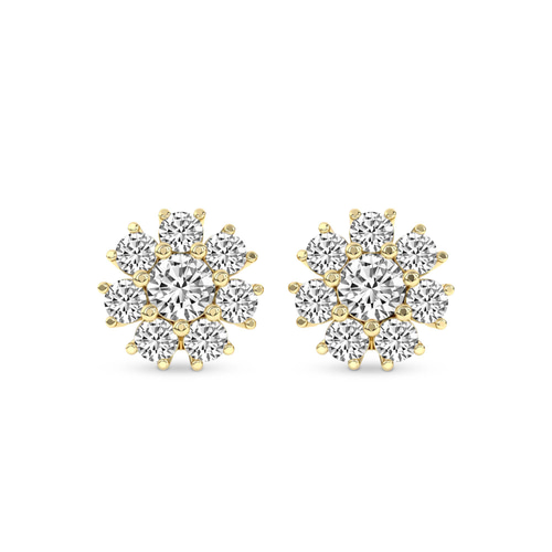 Magnolia Flower Fashion Lab Diamond Stud Earrings front view