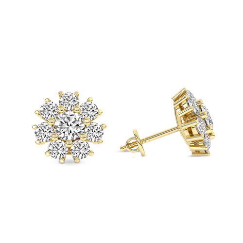Magnolia Flower Fashion Lab Diamond Stud Earrings left view