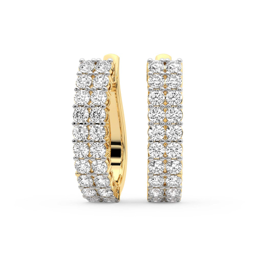 Gracie Double Row Round Lab Diamond Hoop Earrings front view