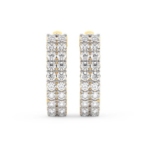 Gracie Double Row Round Lab Diamond Hoop Earrings left view