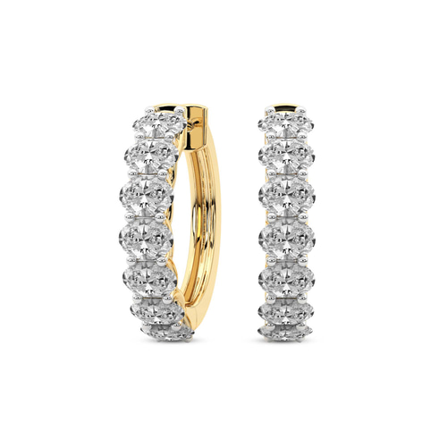 Jovana Oval Lab Diamond Hoop Earrings front view