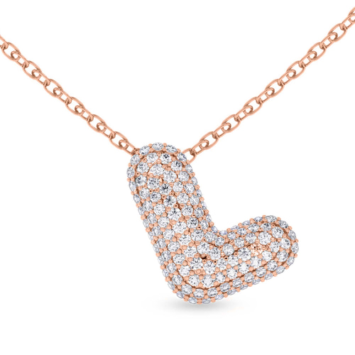 Lab Diamond Initial L Necklace front view
