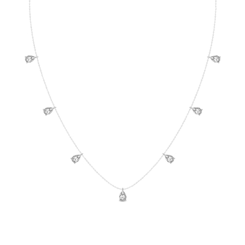 Lace of Love Pear Lab Diamond Station Fashion Necklace front view