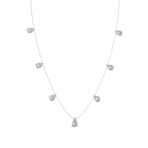 Lace of Love Pear Lab Diamond Station Fashion Necklace left view