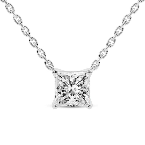 Zenobia Princess Lab Diamond Solitaire Necklace front view