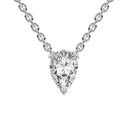 Fiona Pear Lab Diamond Solitaire Necklace front view