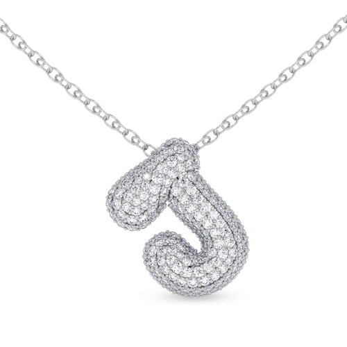 Lab Diamond Initial J Necklace front view