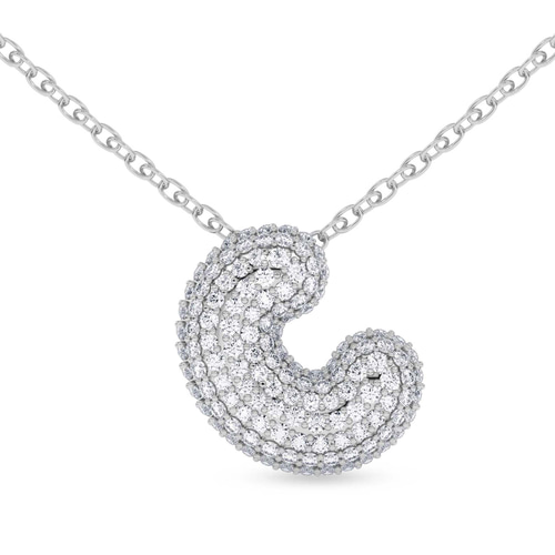 Lab Diamond Initial C Necklace front view