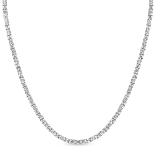 East West Emerald Elegance Lab Diamond Tennis Necklace front view