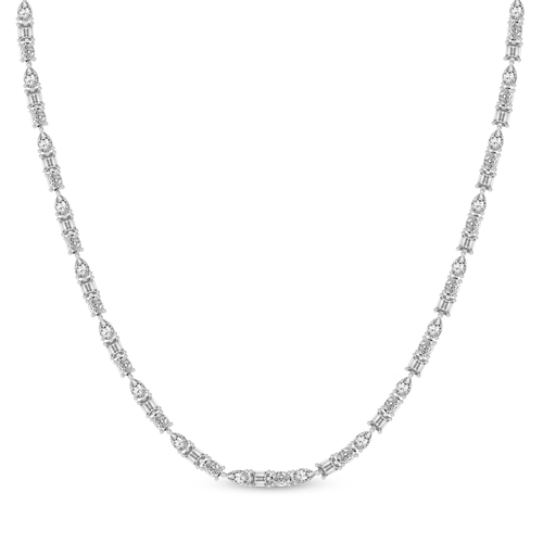 Multi-Shape Lab Diamond Tennis Necklace front view