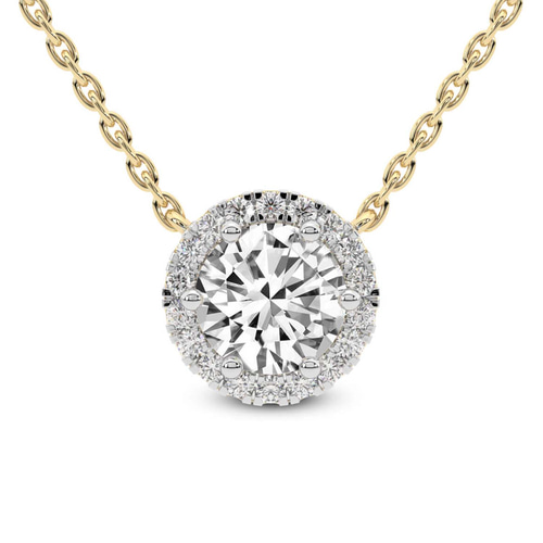 Belleza Halo Lab Diamond Solitaire Necklace front view