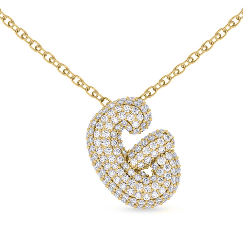 Lab Diamond Initial G Necklace front view