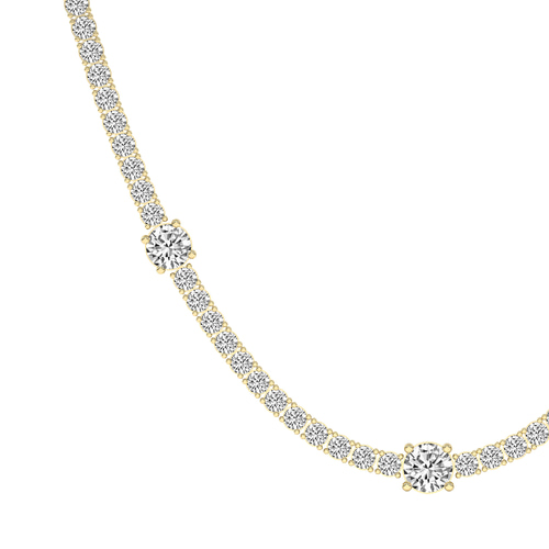 Solitaire Station Lab Diamond Tennis Necklace left view