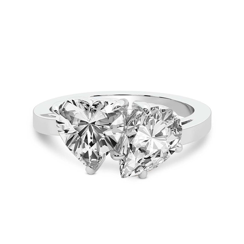 Meg Two Stone Pear and Heart Toi et Moi Lab Grown Diamond Ring front view
