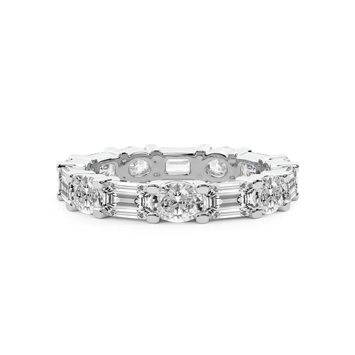 Mckenna Oval & Emerald Lab Diamond Eternity Ring front view