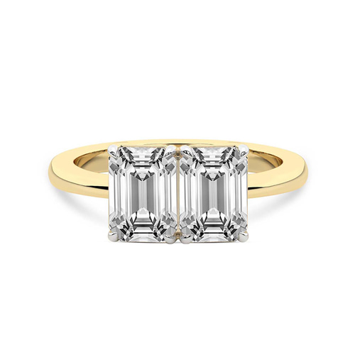 Itzel Two Stone with Both Emeralds Toi Et Moi Lab Grown Diamond Ring front view