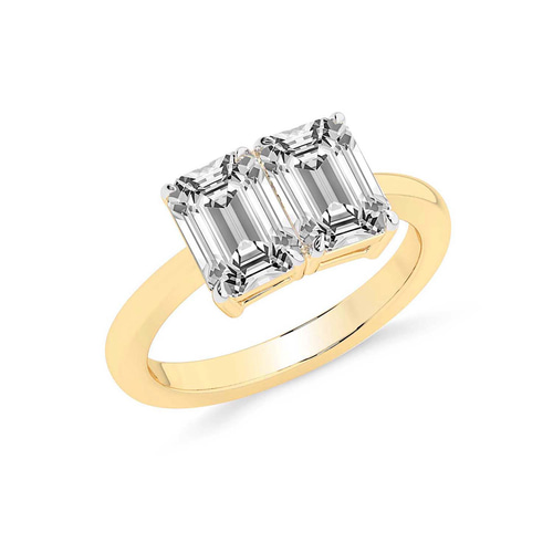 Itzel Two Stone with Both Emeralds Toi Et Moi Lab Grown Diamond Ring left view