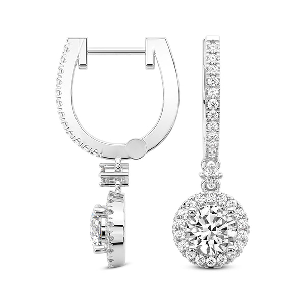 Lyra Halo Lab Diamond Earrings top view