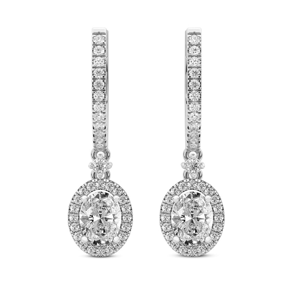 Lyra Halo Lab Diamond Earrings front view