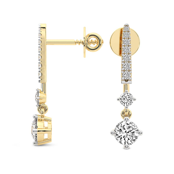 Tatiana Dangling Solitaire Lab Diamond Earrings top view