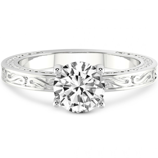 Ivory Vintage Solitaire Lab Diamond Ring front view