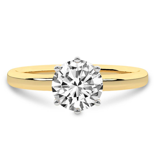 Six Prong Solitaire 2mm Lab Diamond Ring front view